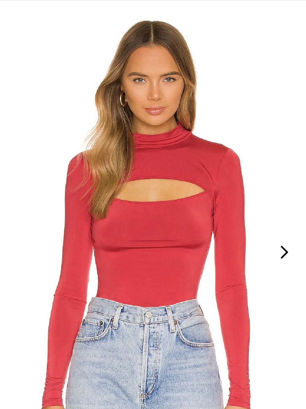 Lovers and Friends Red Viana Top Long Sleeve Cutout NWT Size XS